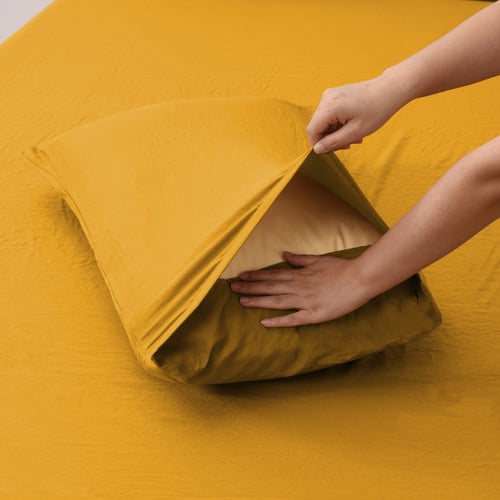 Mustard Merida Microfibre Quilt Cover Set