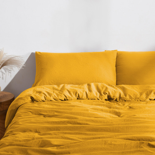 Mustard Merida Microfibre Quilt Cover Set