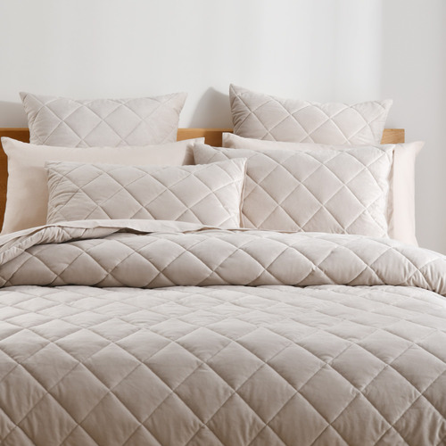 Stone Horace French Velvet Quilt Cover Set