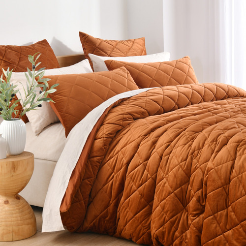 Rust Horace French Velvet Quilt Cover Set