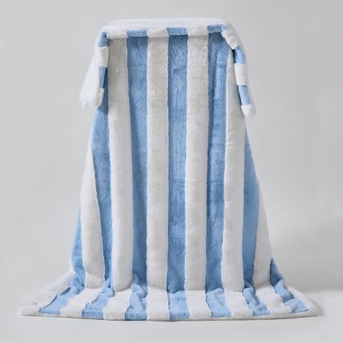 Denver Carved Stripe Faux Fur Throw