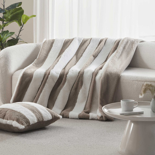 Denver Carved Stripe Faux Fur Throw