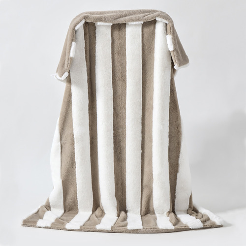 Denver Carved Stripe Faux Fur Throw