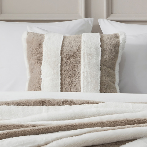 Denver Carved Stripe Faux Fur Cushion