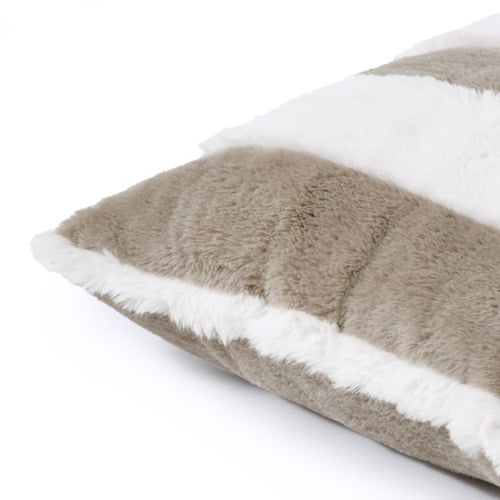 Denver Carved Stripe Faux Fur Cushion