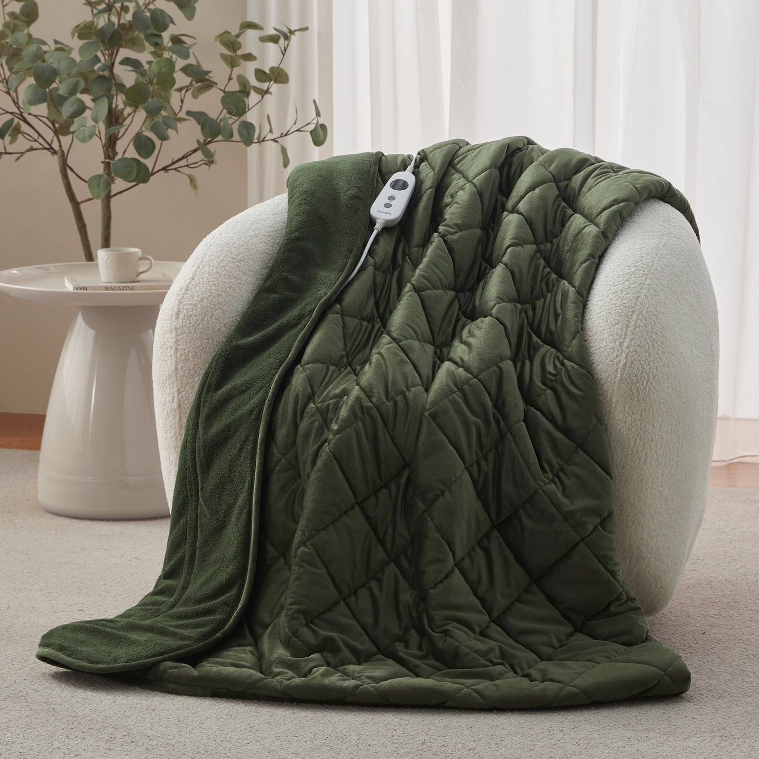 Horace French Velvet & Fleece Heated Throw
