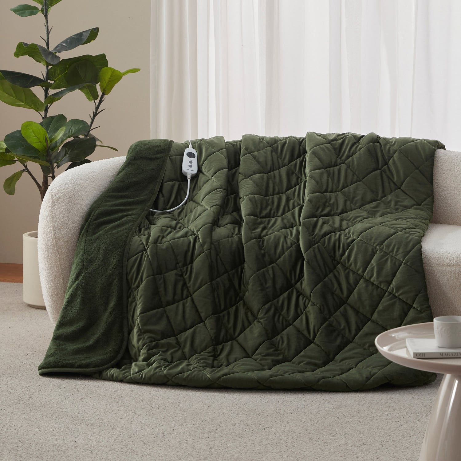 Horace French Velvet & Fleece Heated Throw