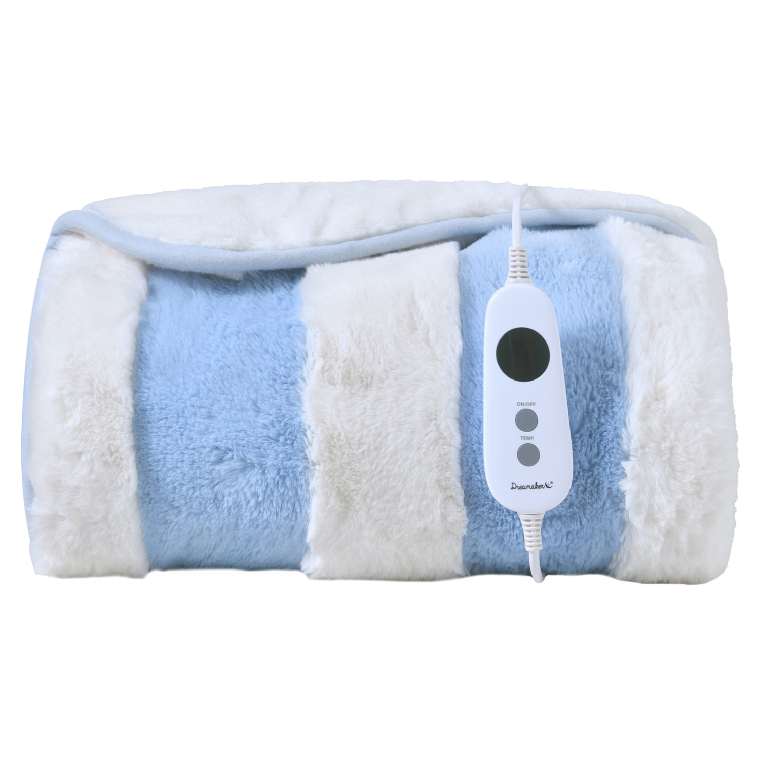 Aris Carved Stripe Faux Fur Heated Throw