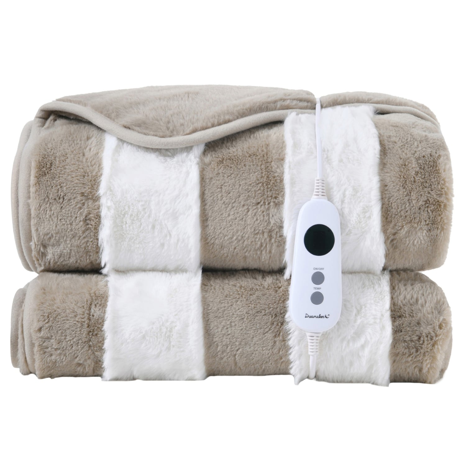 Aris Carved Stripe Faux Fur Heated Throw