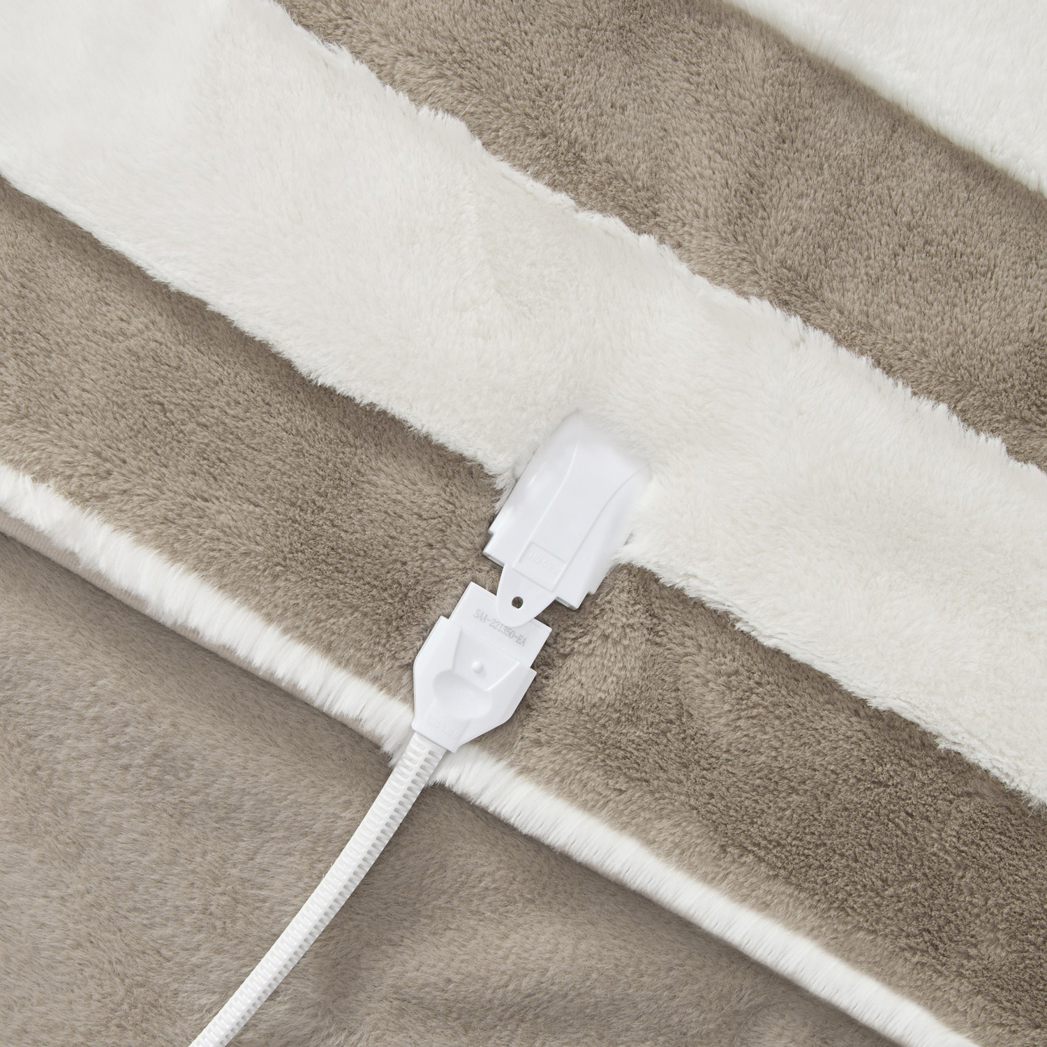 Aris Carved Stripe Faux Fur Heated Throw