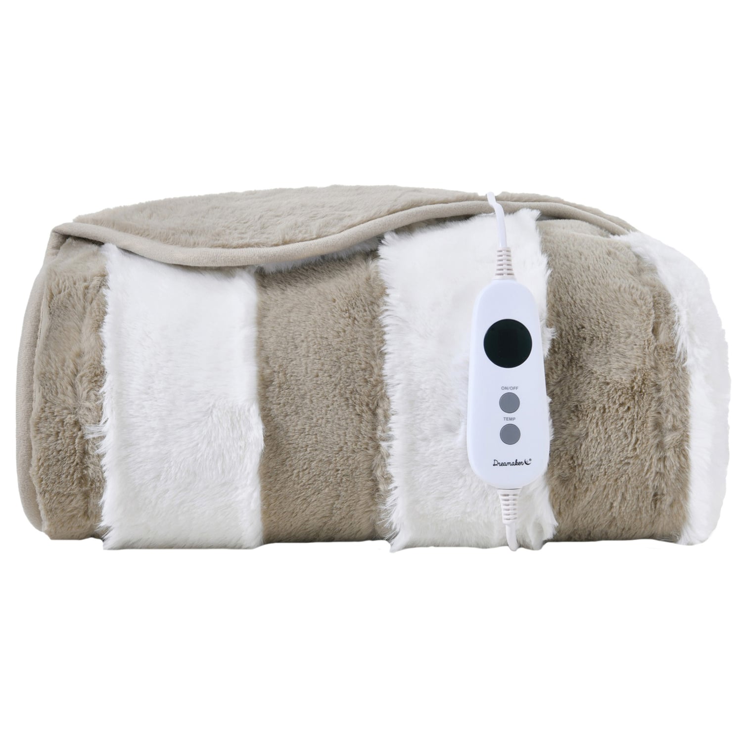 Aris Carved Stripe Faux Fur Heated Throw