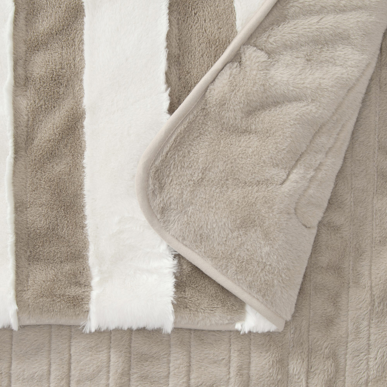 Aris Carved Stripe Faux Fur Heated Throw