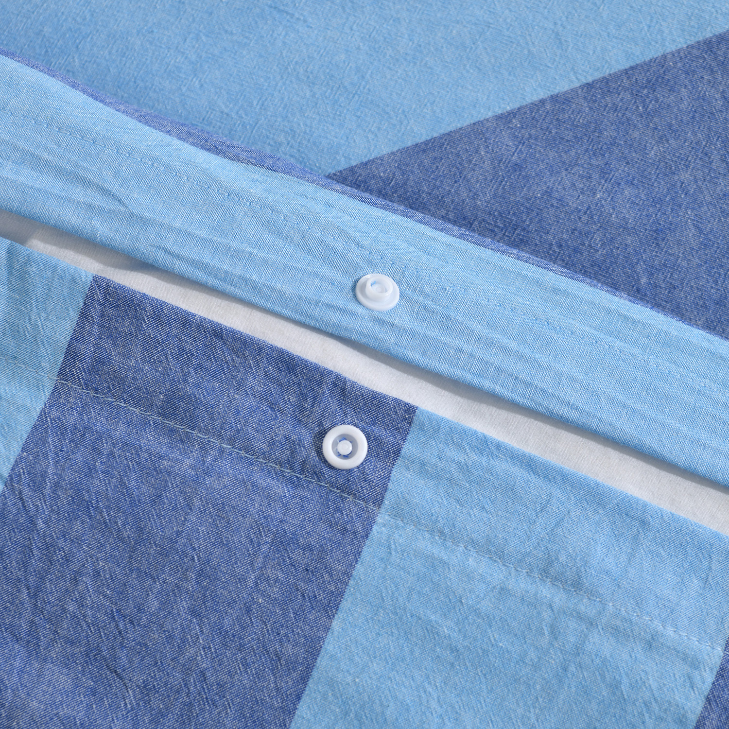 Blue Noa Stripe Washed Cotton Quilt Cover Set