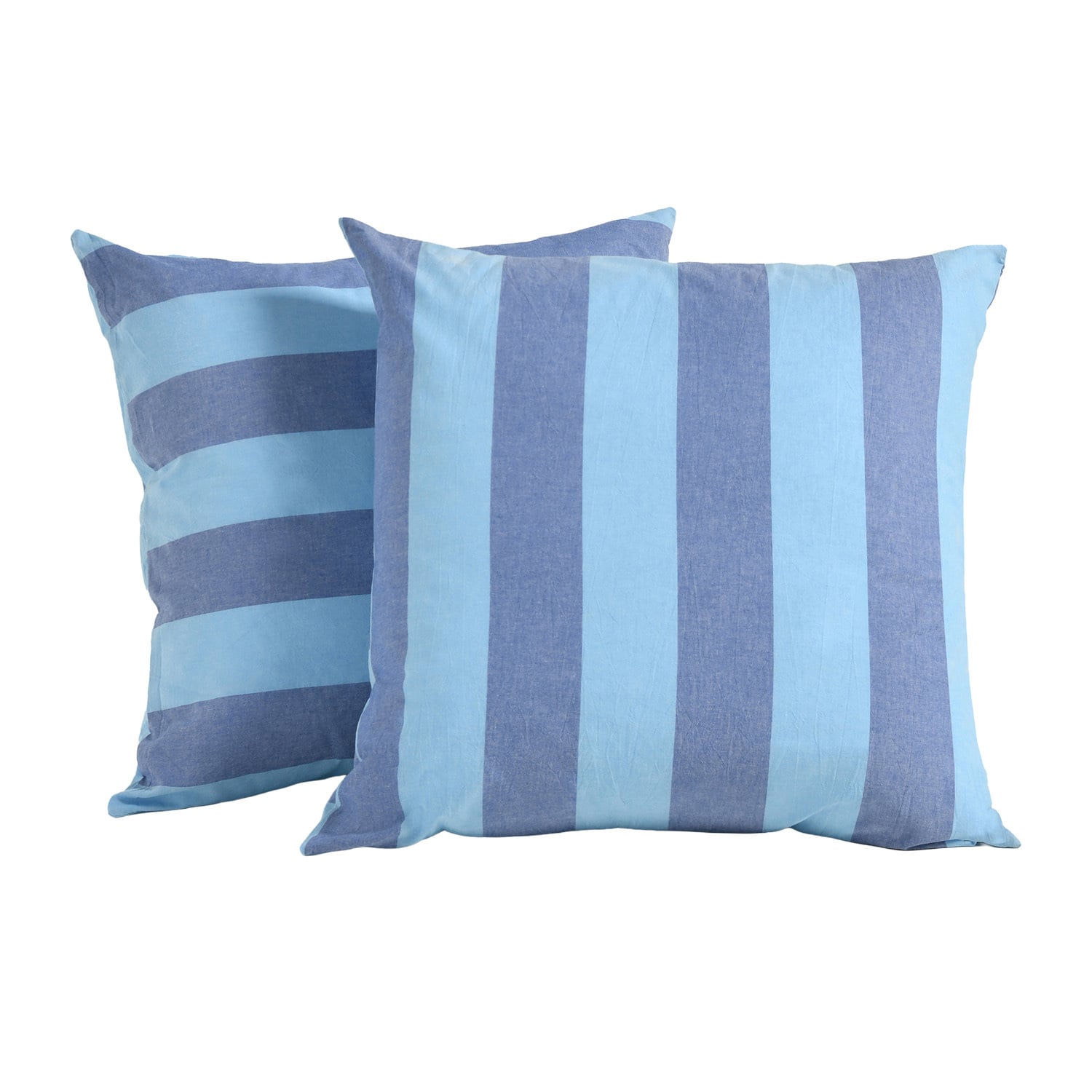Blue Noa Stripe Washed Cotto European Pillowcases