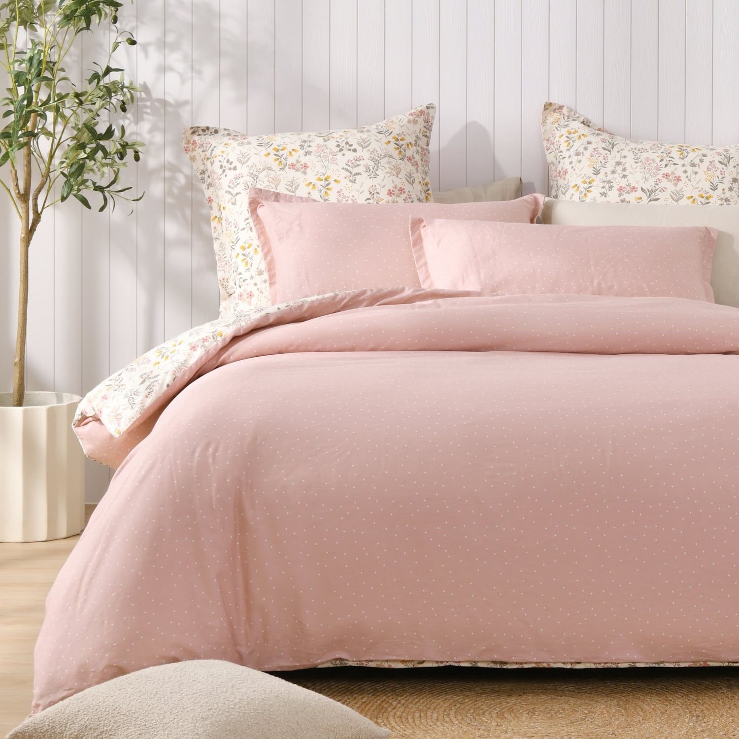 Cottage Flowers Reversible Cotton Quilt Cover Set