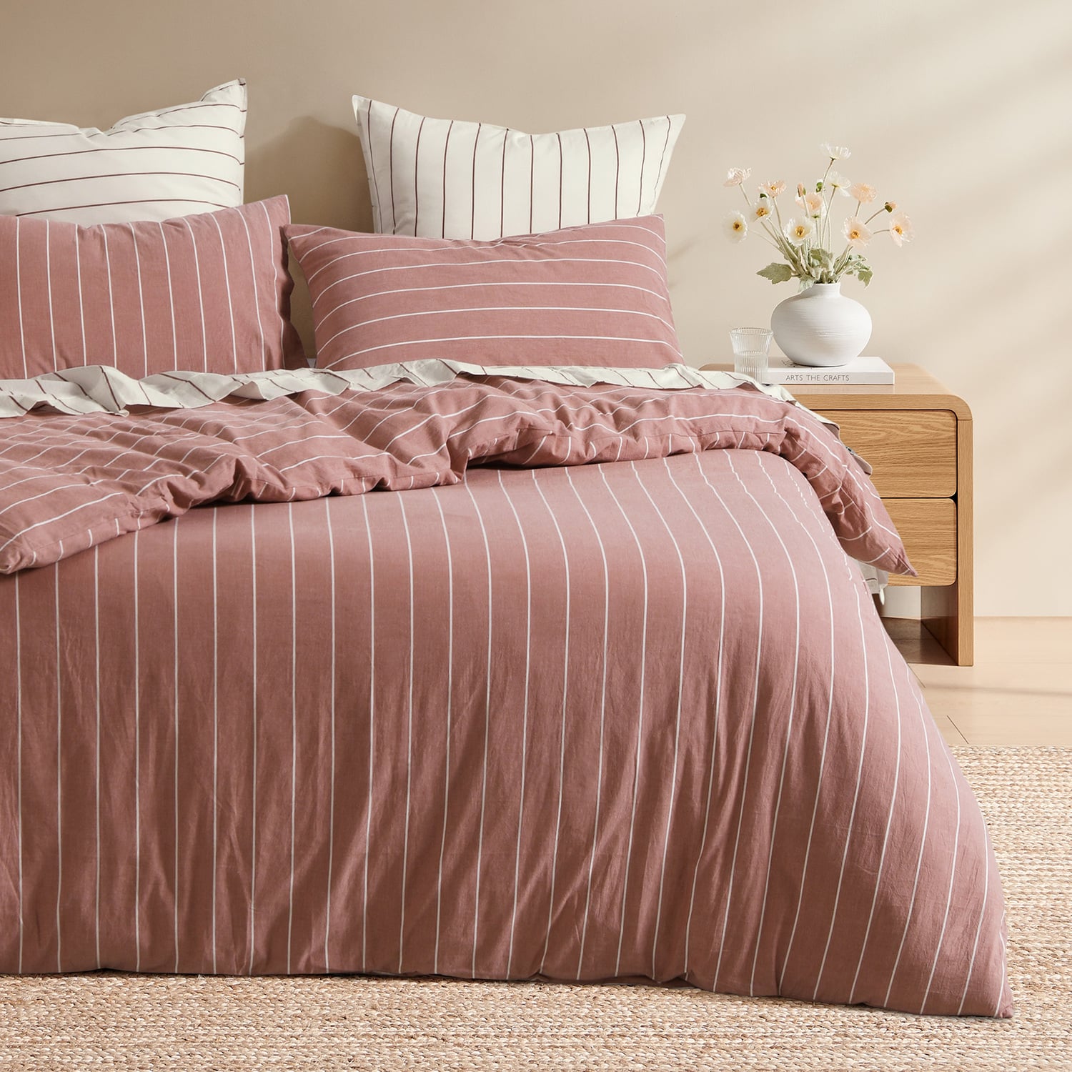 Zinnia Yarn-Dyed Washed Cotton Reversible Quilt Cover Set