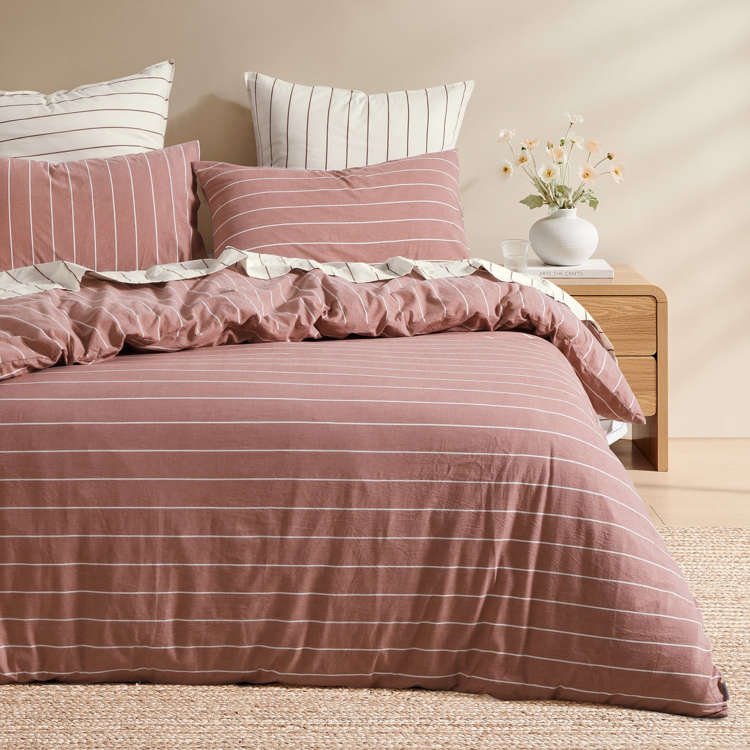 Zinnia Yarn-Dyed Washed Cotton Reversible Quilt Cover Set