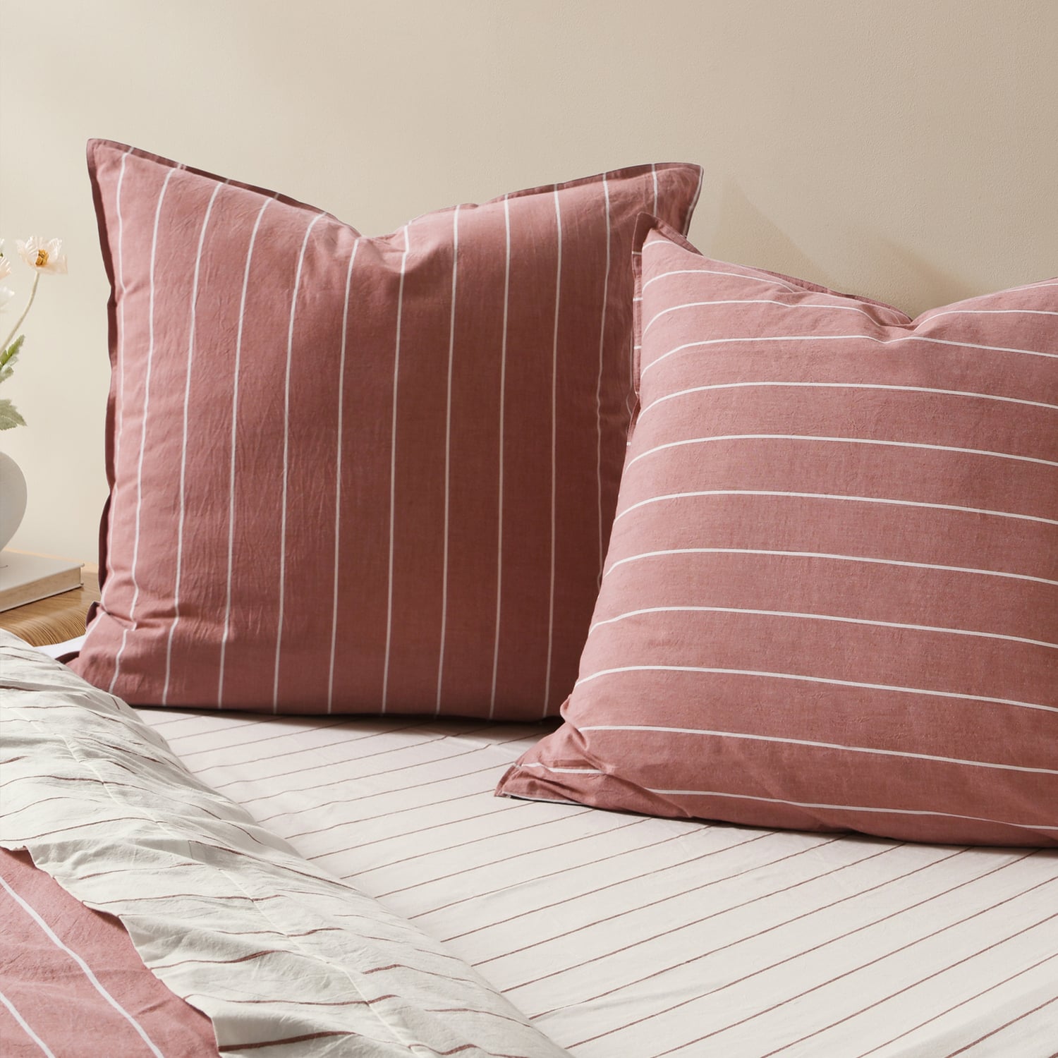 Zinnia Yarn-Dyed Washed Cotton European Pillowcases
