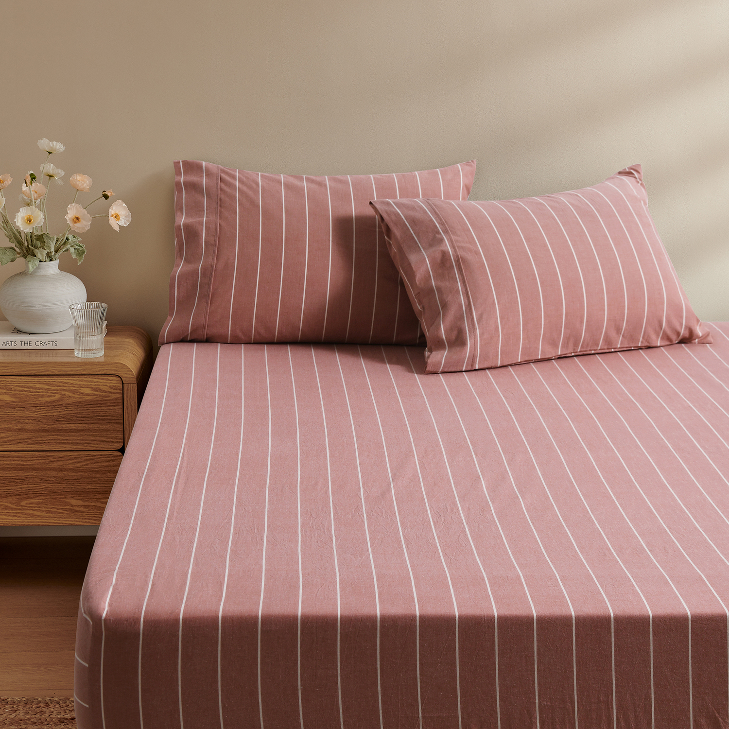 Zinnia Yarn-Dyed Washed Cotton Fitted Sheet Set