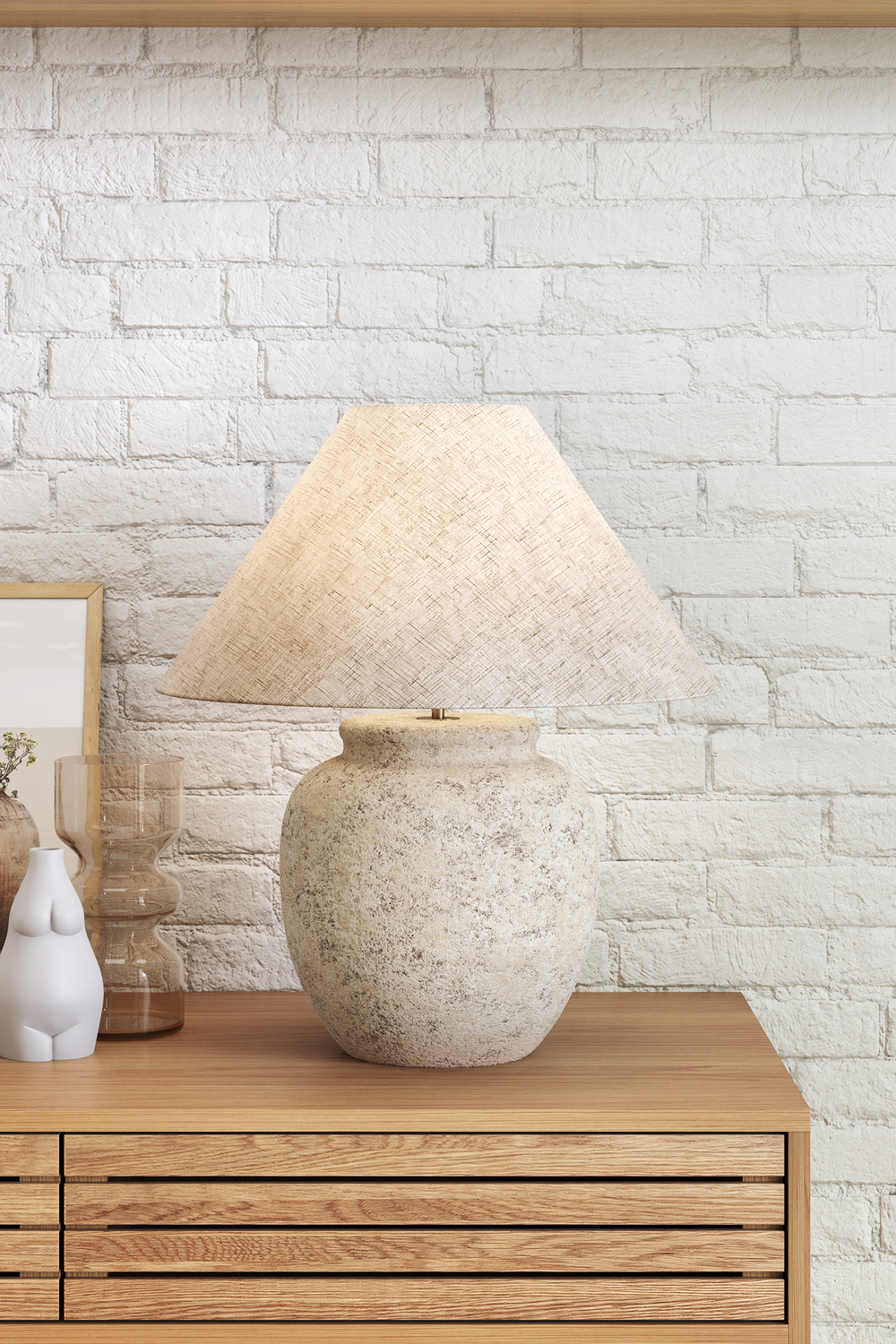 Natural Flax Belle Ceramic Table Lamp