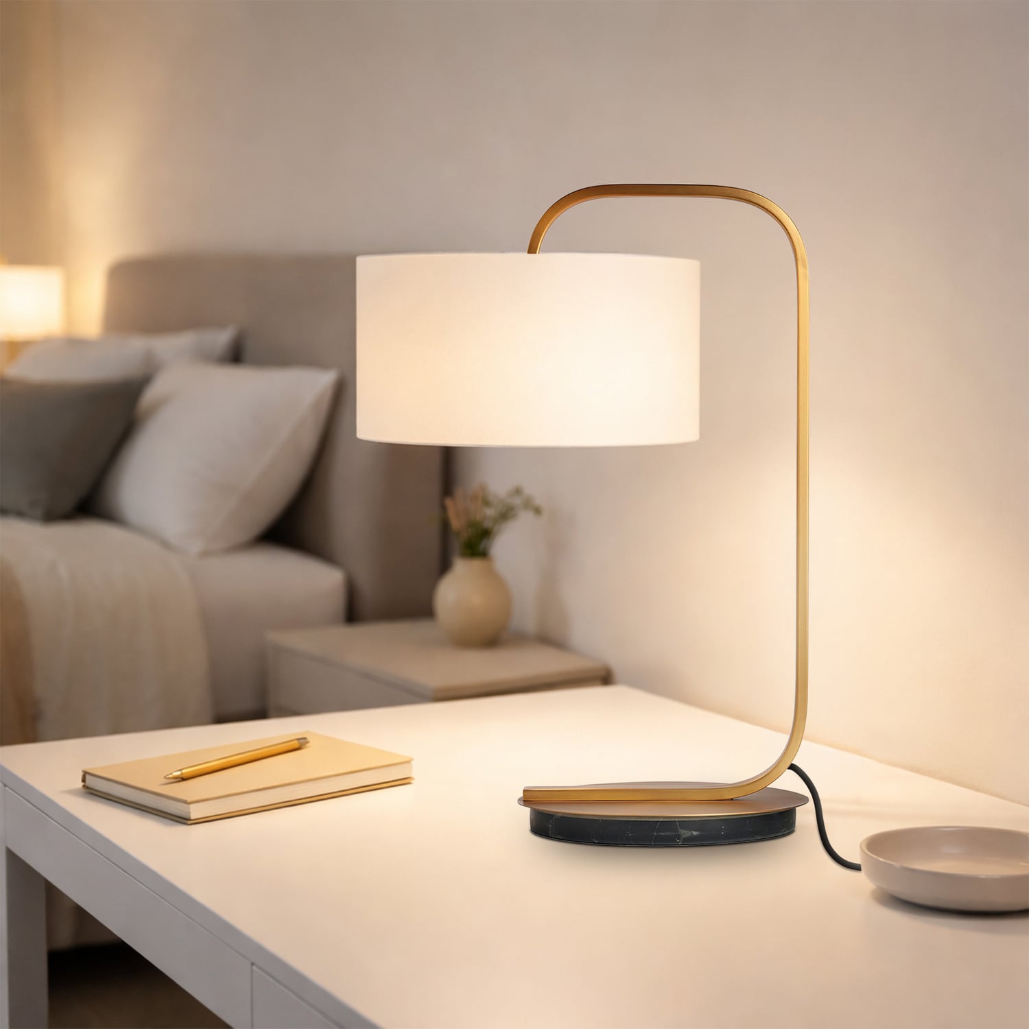 Goldie Brushed Brass Metal Table Lamp