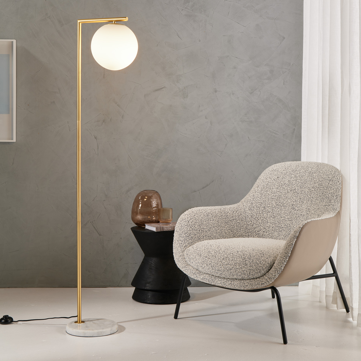 Linden Brushed Brass & Marble Floor Lamp