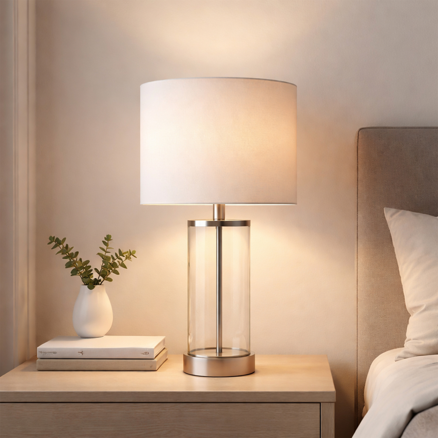 Chrome Sloane Glass Table Lamp