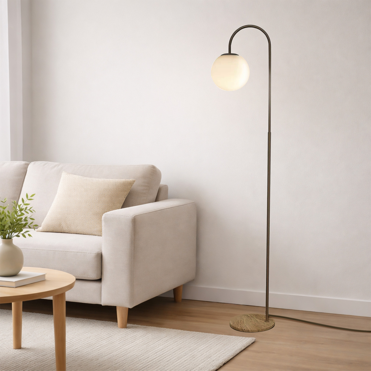 Lennon Travertine Floor Lamp
