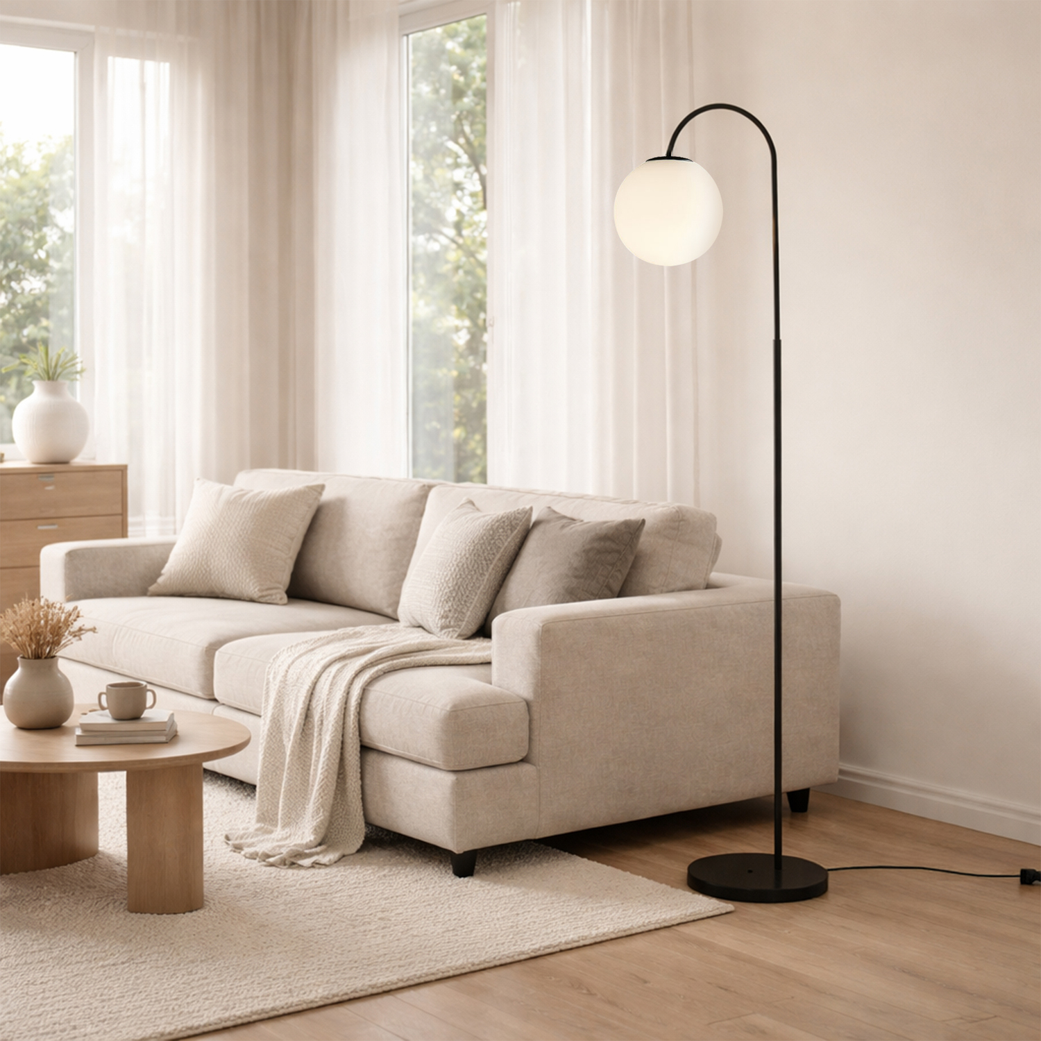 Lennon Sphere Aluminium Floor Lamp