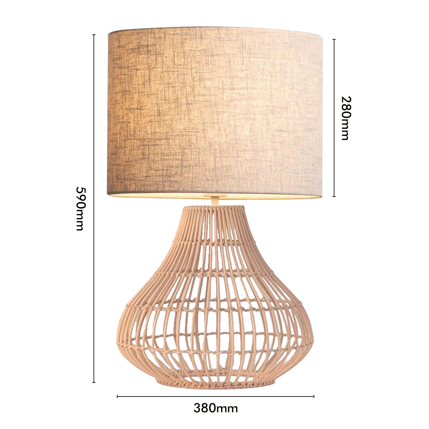 Orion Rattan & Linen Table Lamp