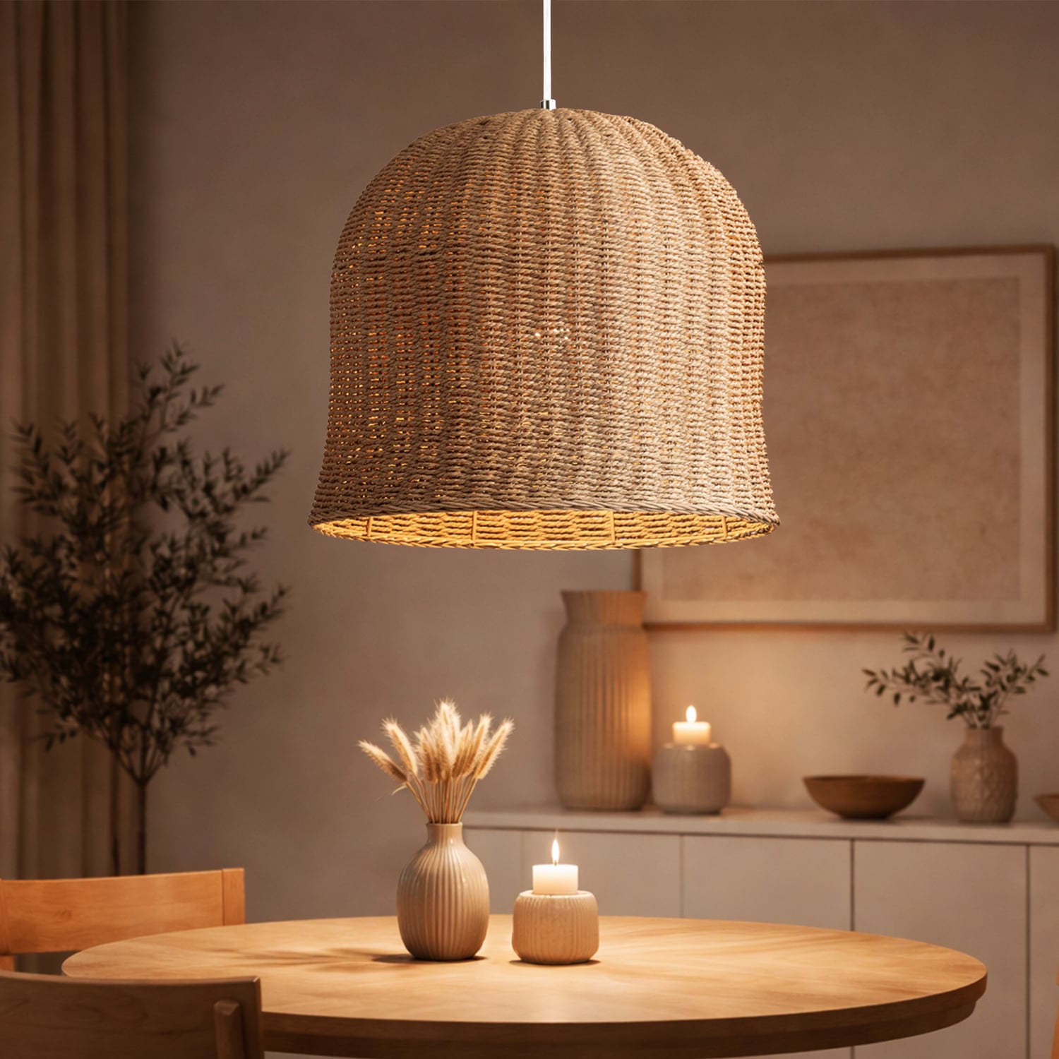 42cm Olivia Rattan Pendant Light