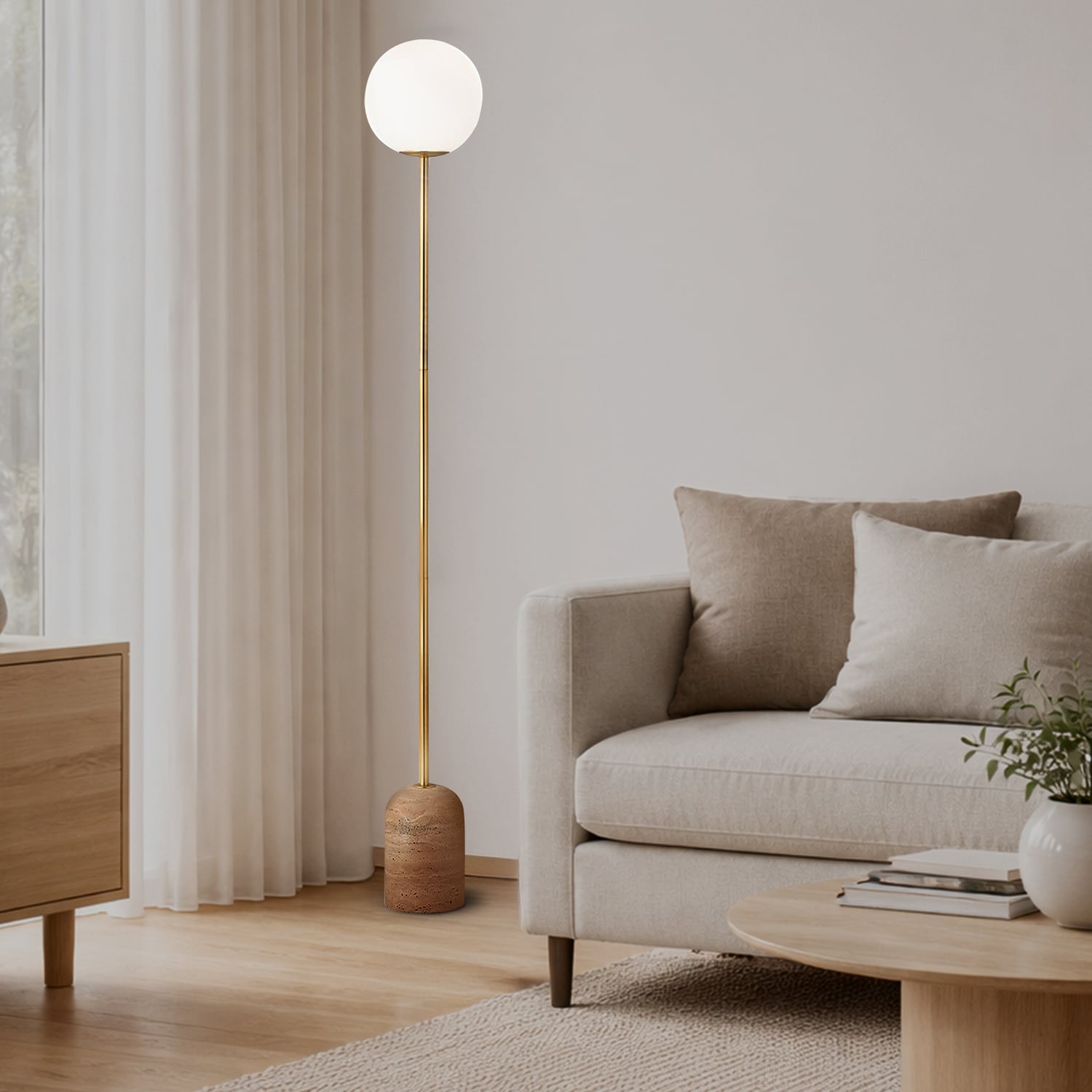 Larkin Travertine Floor Lamp