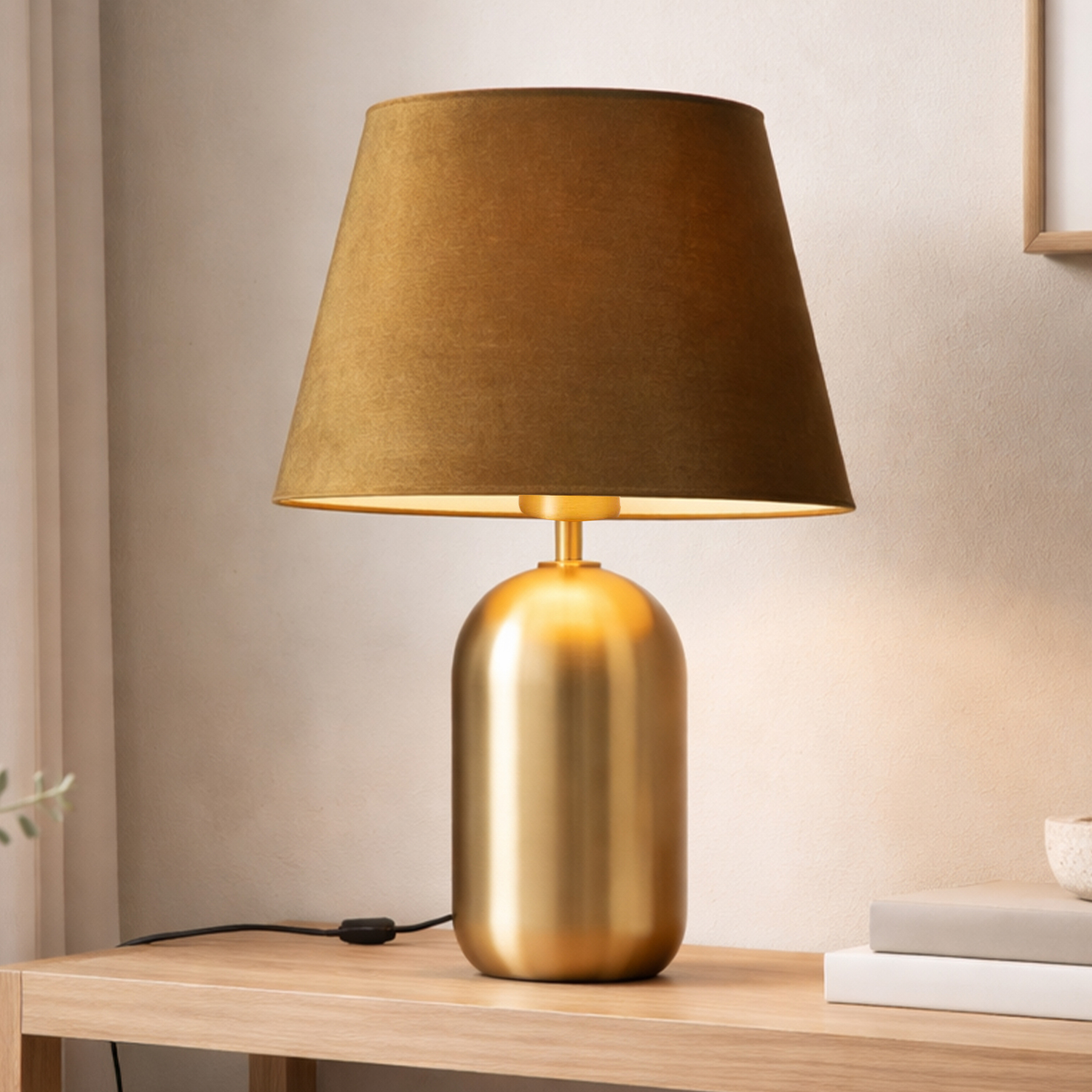 Misty Blue & Gold Steel Velvet Table Lamp