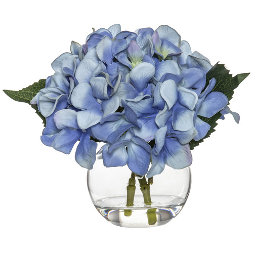 The Home Collective 18cm Faux Hydrangea In Glass Vase Temple Webster