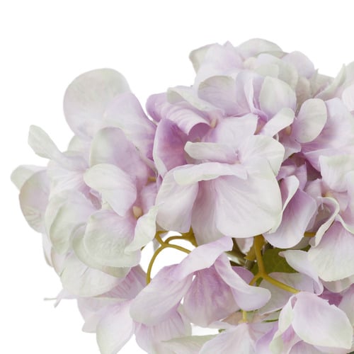 25cm Purple Faux Hydrangea Stem with Glass Vase