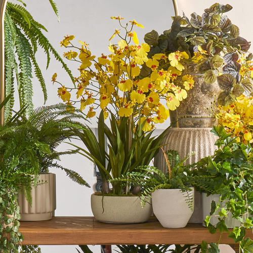 66cm Yellow Potted Faux Dancing Orchid Plant