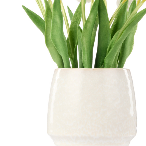 26cm White Faux Tulip Bunch with Vase