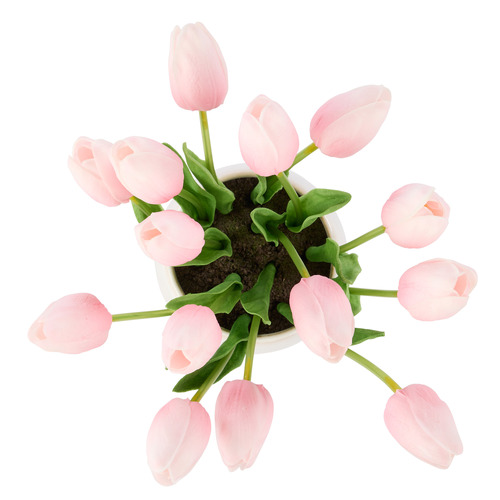 26cm Pink Faux Tulip Bunch with Vase