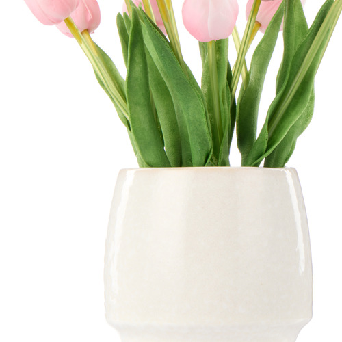 26cm Pink Faux Tulip Bunch with Vase