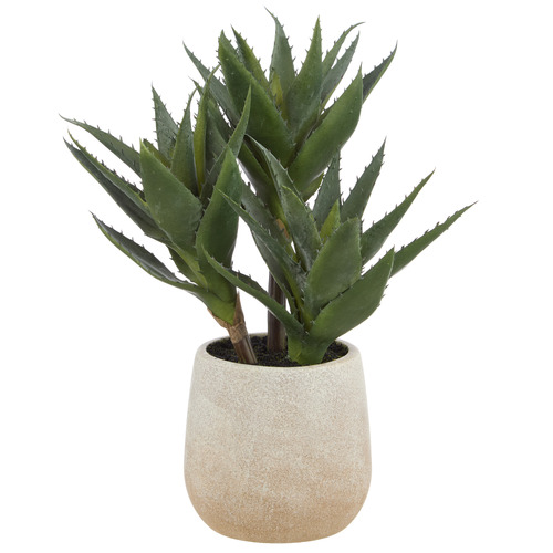 33cm Potted Faux 3 Head Aloe