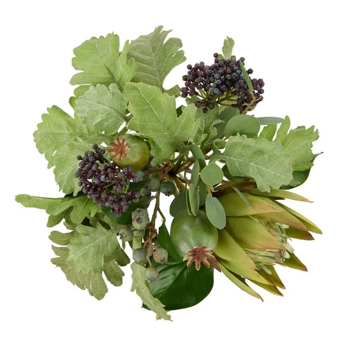 30cm Green Faux Protea Pod Mix Bouquet