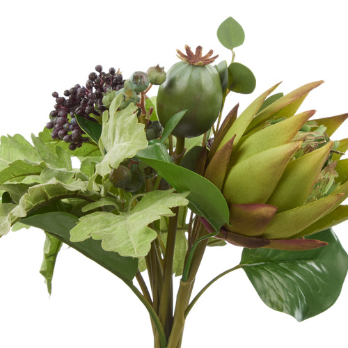 30cm Green Faux Protea Pod Mix Bouquet