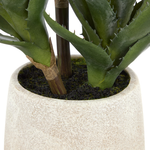 33cm Potted Faux 3 Head Aloe