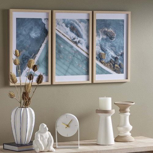 Ocean View Framed Canvas Wall Art Triptych