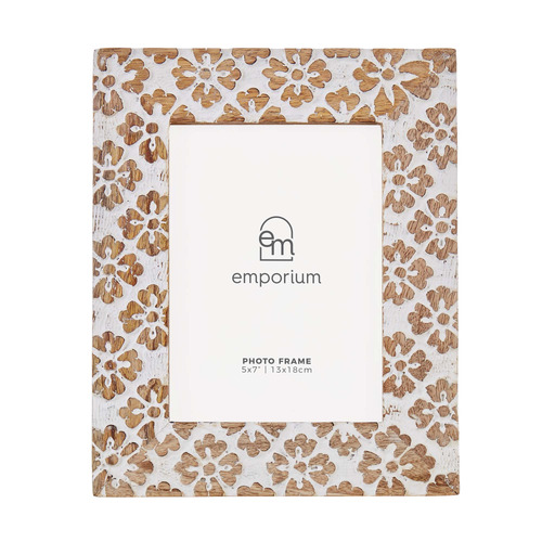White The Home Collective Mango Wood Photo Frame
