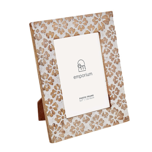 White The Home Collective Mango Wood Photo Frame