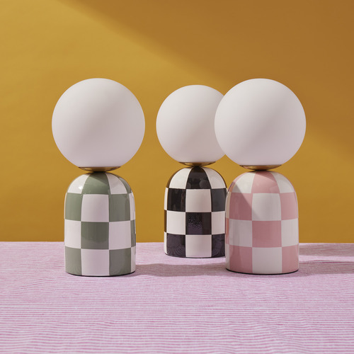 38cm Checkered Magenda Table Lamp