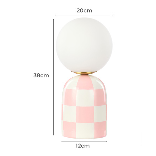 38cm Checkered Magenda Table Lamp