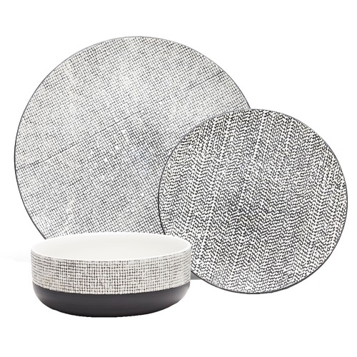 Salt & Pepper Black Raww Stoneware Dinner Set 12 Piece Temple & ster