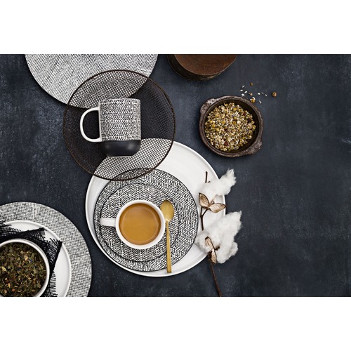 Salt & Pepper Black Raww Stoneware Dinner Set 12 Piece Temple & ster